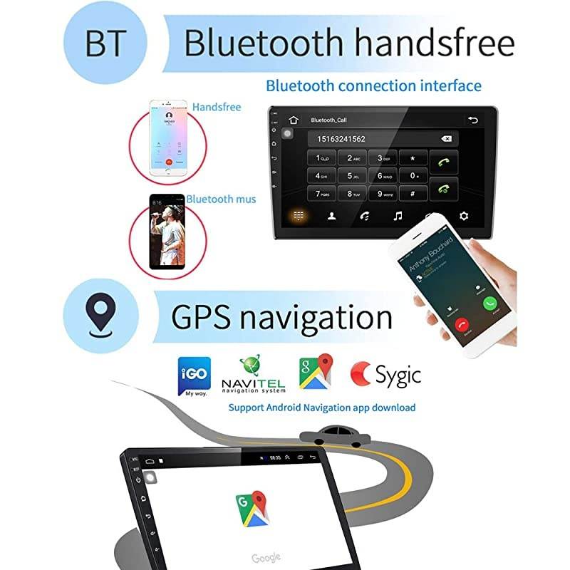 10 Inch Double Din Android Car Radio Stereo Touch Screen Head Unit GPS Navigation Receiver,FM+WiFi+Bluetooth,Support Rear Image Input,Mirror Link for Android&iOS,Dual USB(2G +16G)