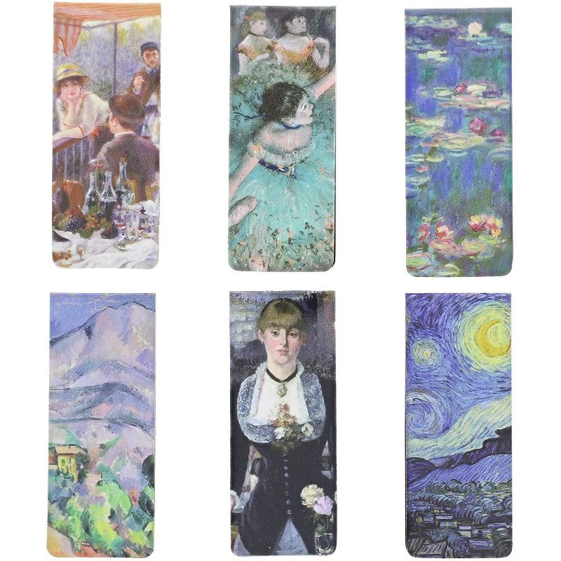 The Gifted Stationary 12-Pack Impressionist Inspired Magnetic Bookmarks in 6 Designs (0.8 x 2 inches)