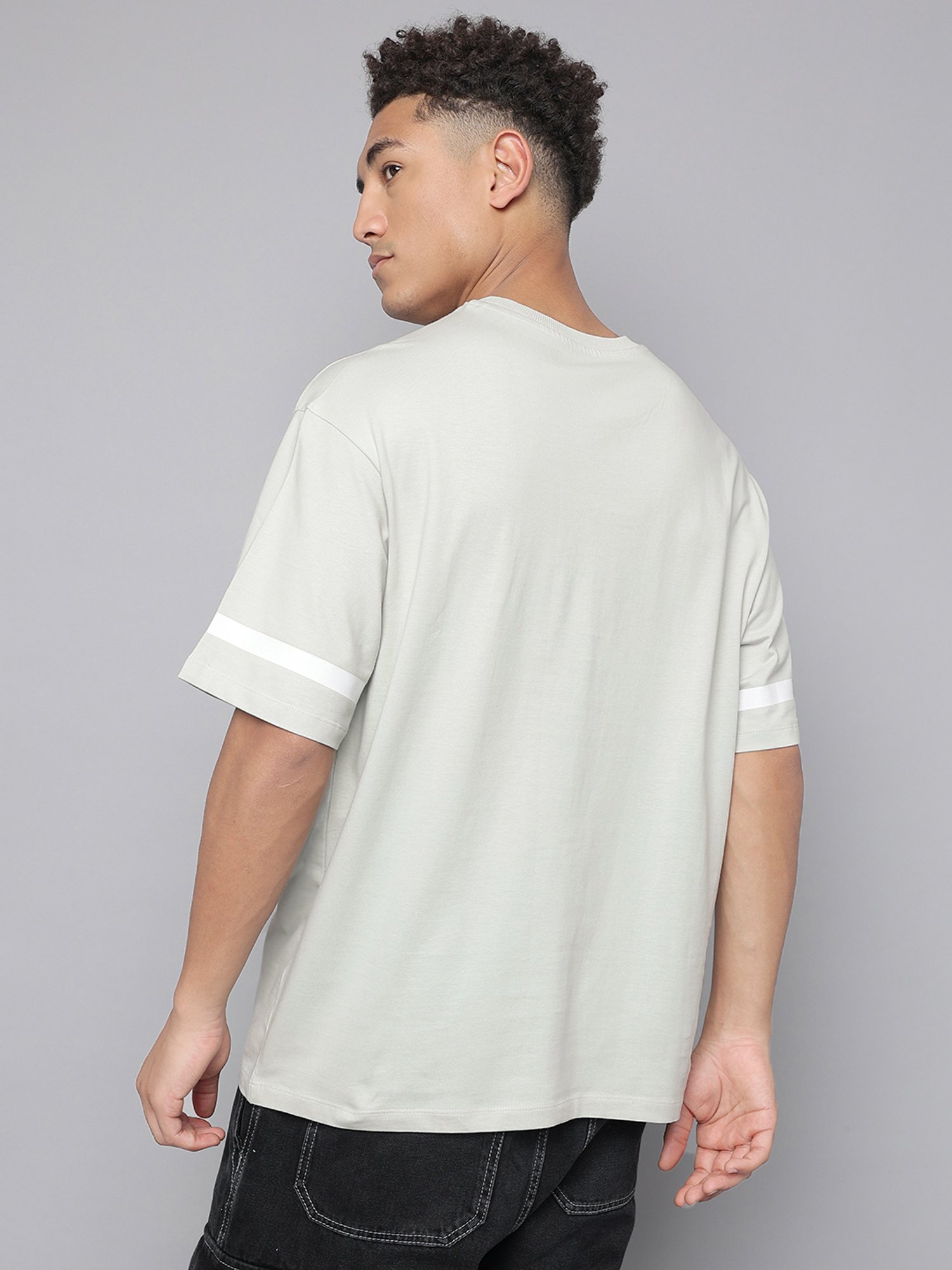Free Authority Grey Cotton Oversized Printed T-Shirt