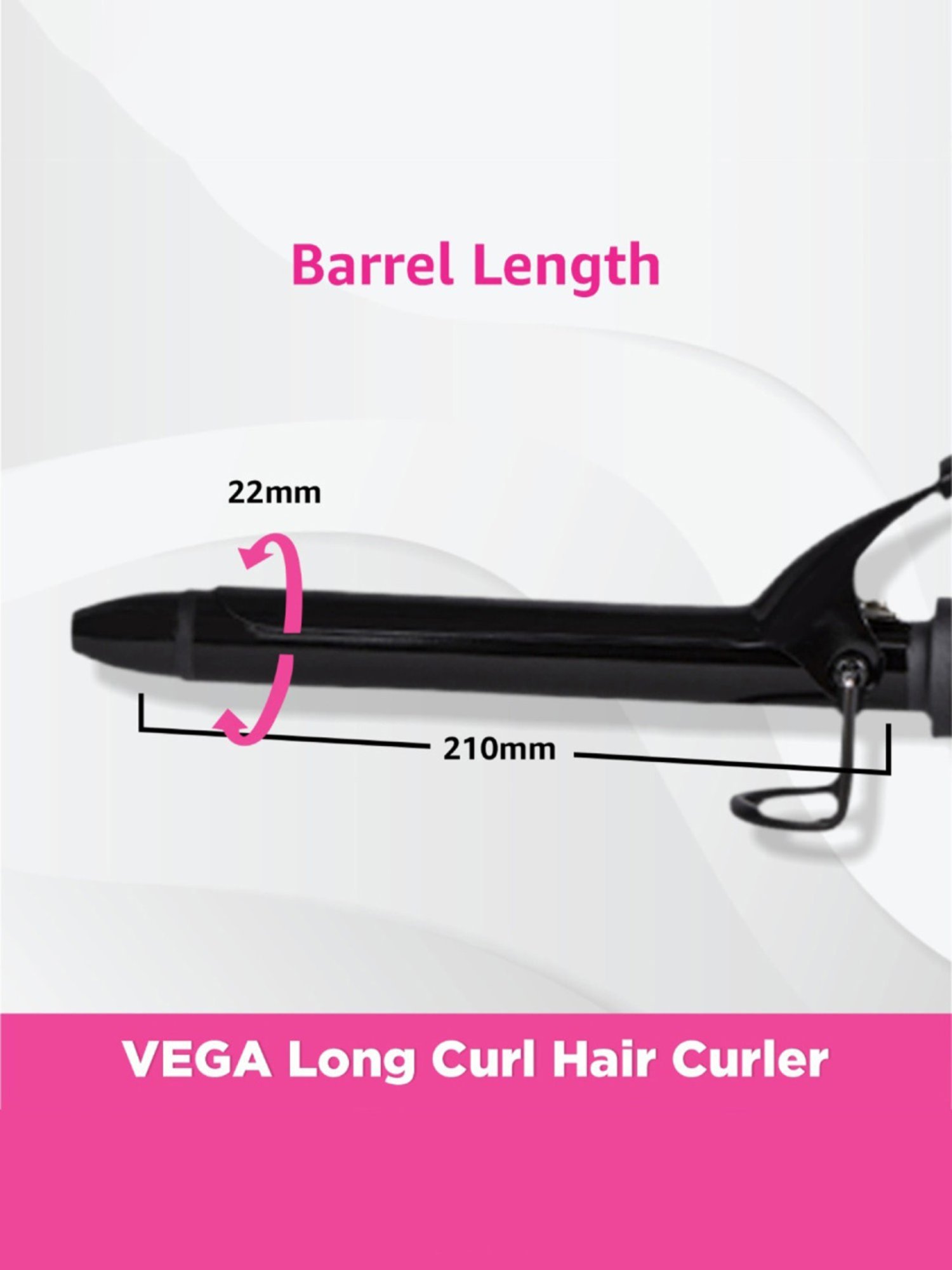 Vega Smooth Curl Hair Curler - 19 mm With Ceramic Coated Barrel (VHCH-03, Black)