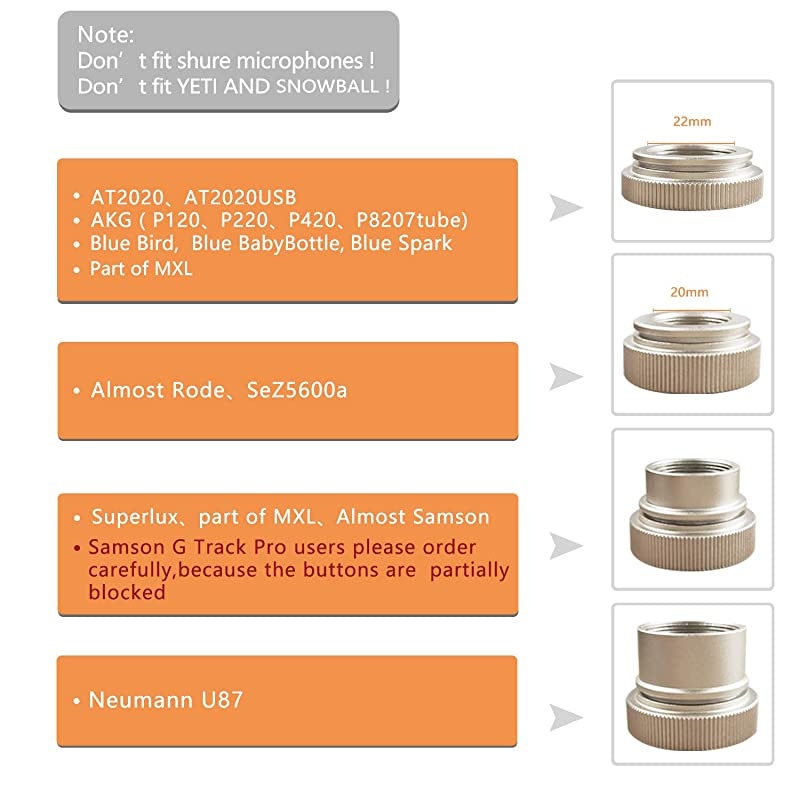 Microphone Shock Mount Mic Holder - Anti Vibration Spider Shockmount Compatible with Many Condenser Mics Like AT2020 MXL 770 MXL 990 Samson G Track Pro Rode Procaster NT1-A Neumann U87 etc.