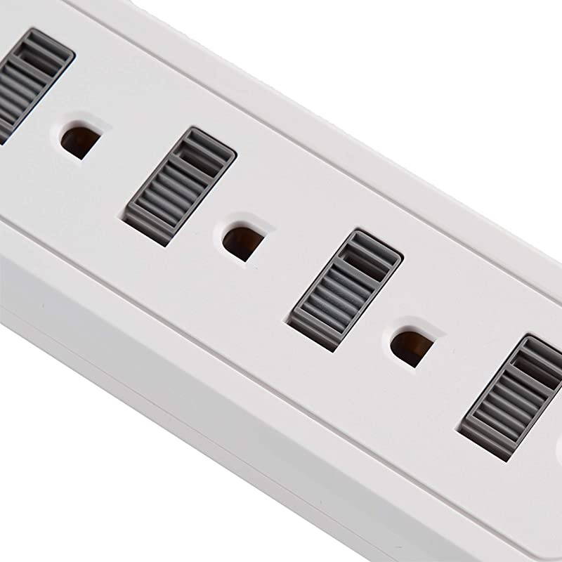 Basics 6Outlet Surge Protector Power Strip with 2 USB Ports 500 Joule White 2Pack