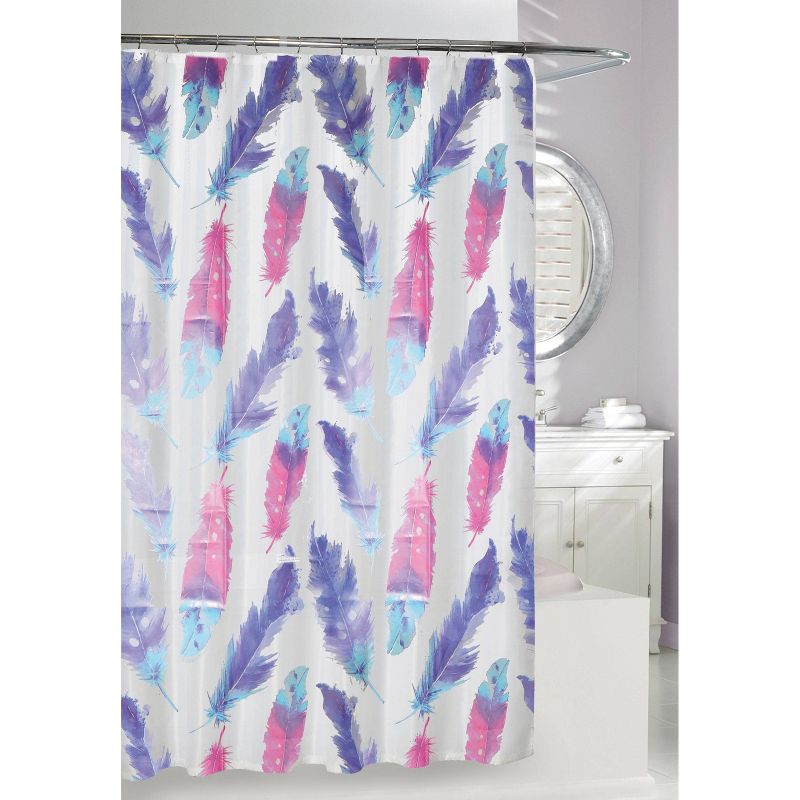 Painted Plume Shower Curtain Pink/Blue - Moda at Home