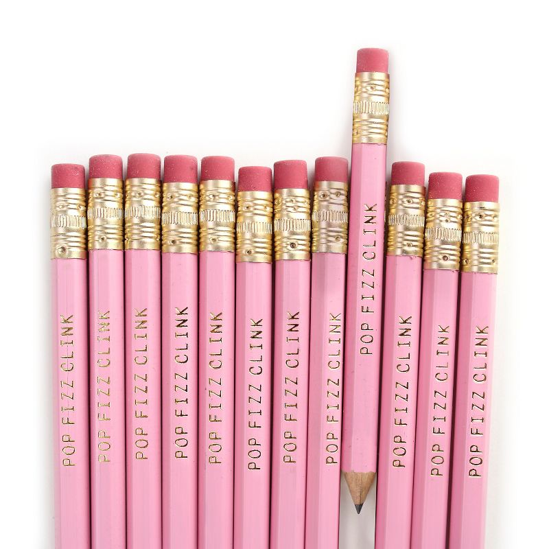 12ct Pop Fizz Clink Mini Heart Party Pencils Pink