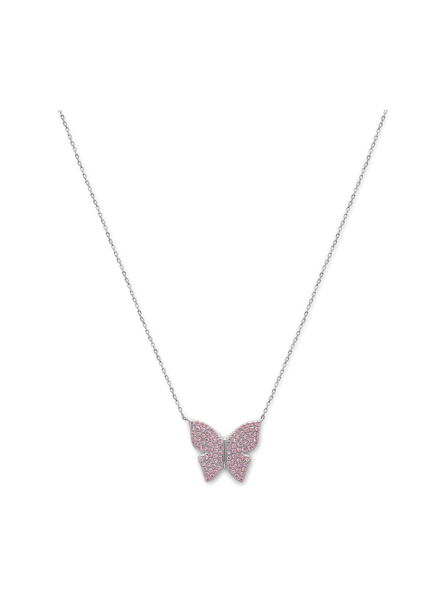 Silberry 92.5 Sterling Silver Pink Flutter Necklace