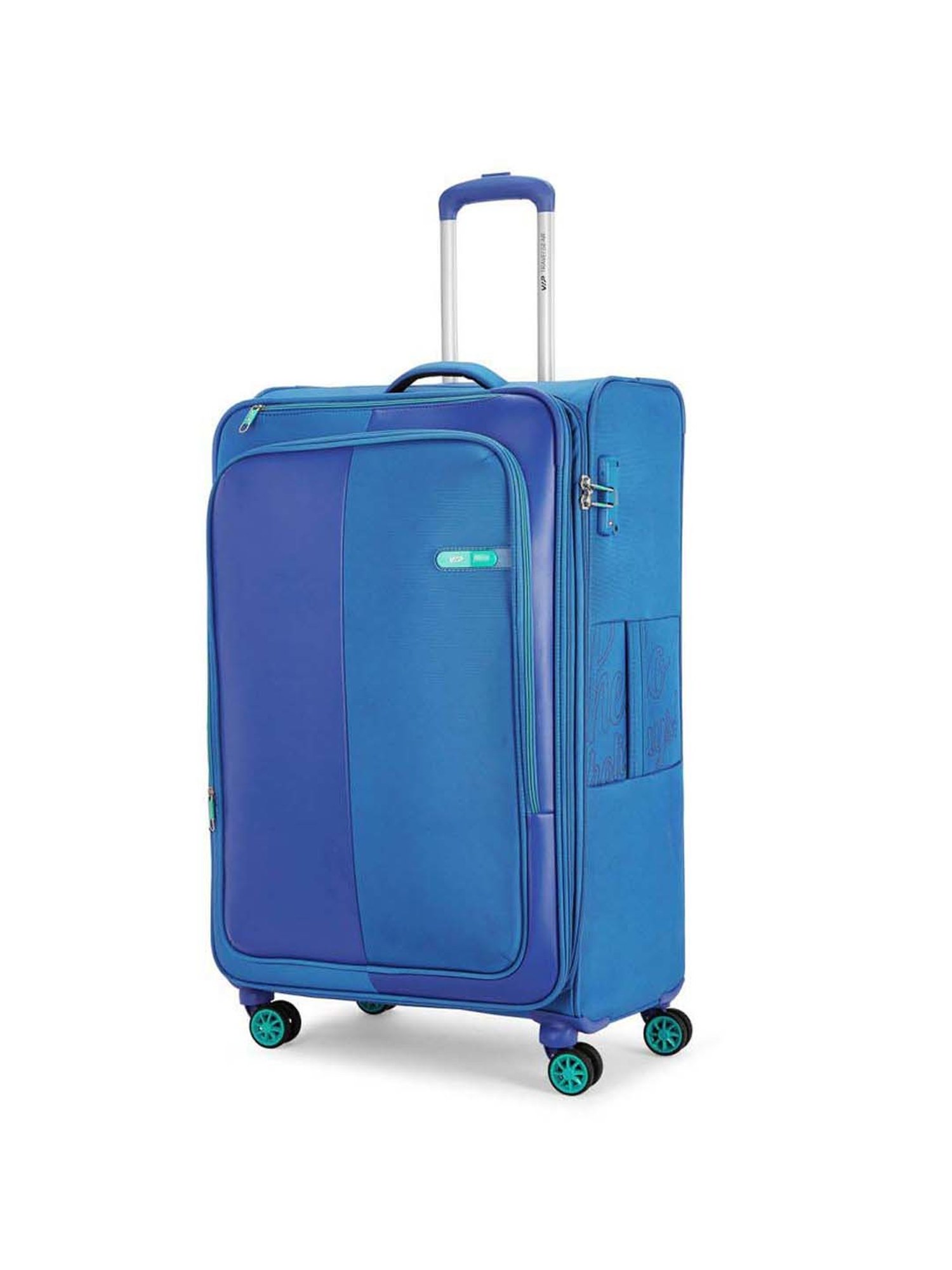 VIP Lucern Str Exp Blue Color Block Soft Large Trolley Bag - 47.2 cm