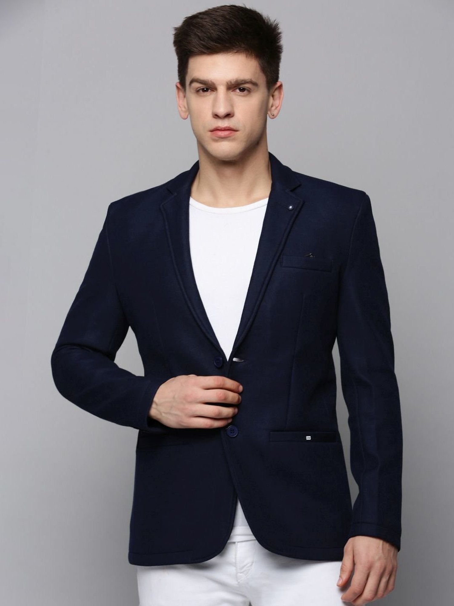 Louis Philippe Light Blue Regular Fit Blazer