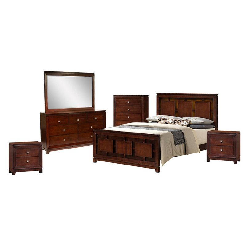 6pc Queen Easton Panel Bedroom Set Cherry - Picket House Furnishings