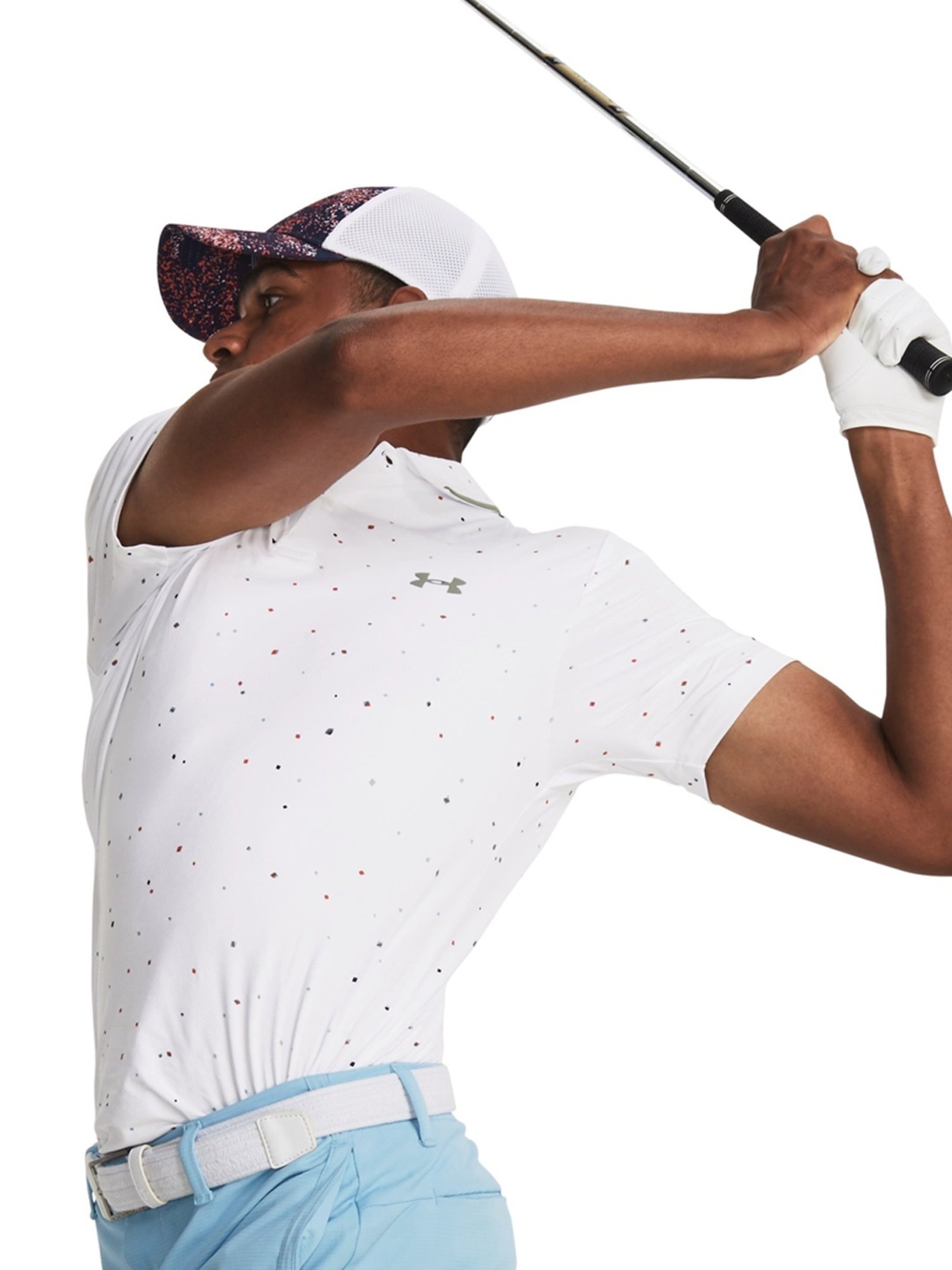 Under Armour White Loose Fit Printed Sports Polo