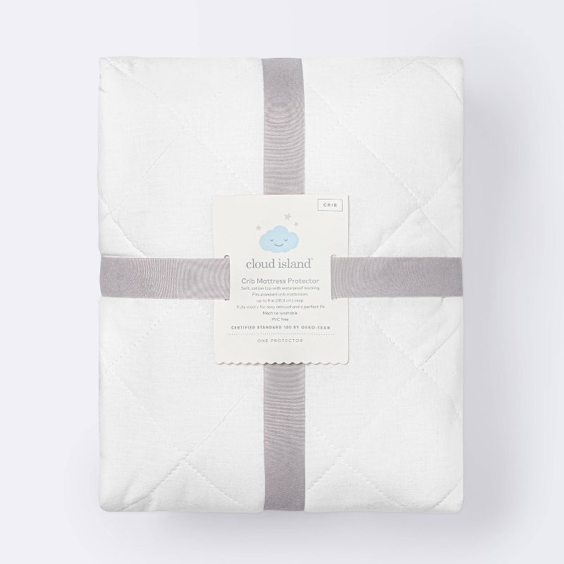 Waterproof Fitted Crib and Toddler Mattress Pad Cover - Cloud Island™ White