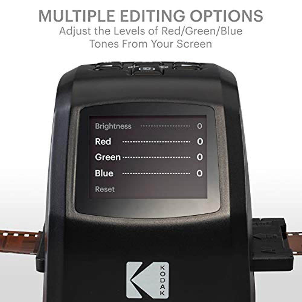 kodak mini digital film & slide scanner  converts 35mm, 126, 110, super 8 & 8mm film negatives & slides to 22 megapixel jpeg images  includes  2.4 lcd screen  easy load film adapters