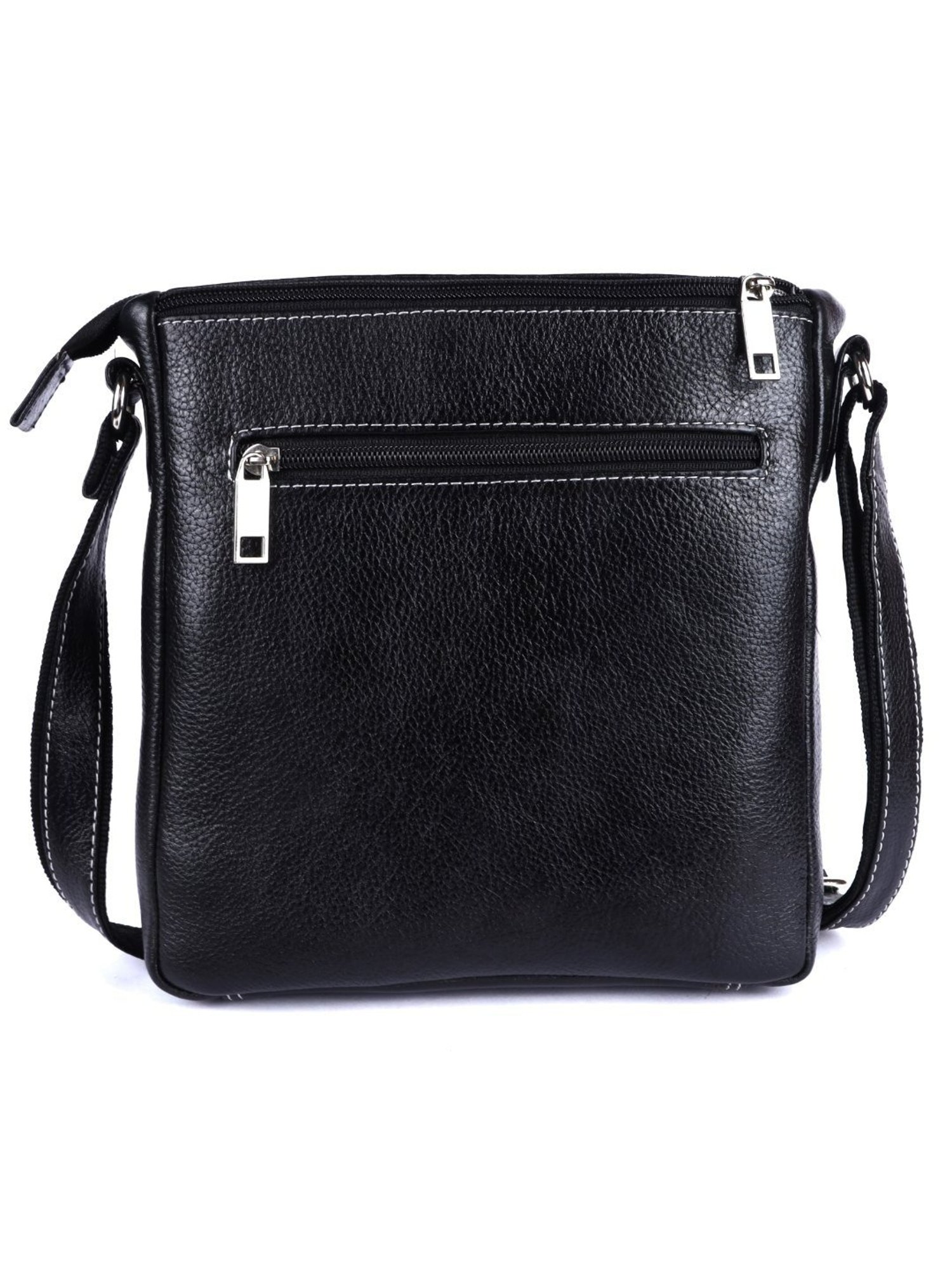 HiLEDER Black Textured Medium Leather 9 inch Cross Body Bag