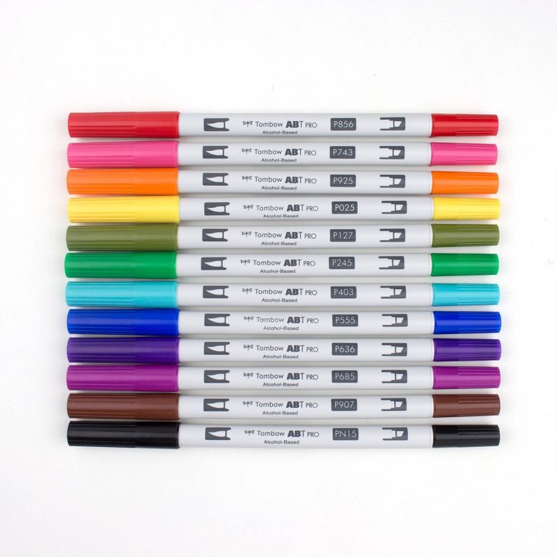 12ct ABT PRO Dual-Tip Alcohol Based Art Markers Basic Palette - Tombow
