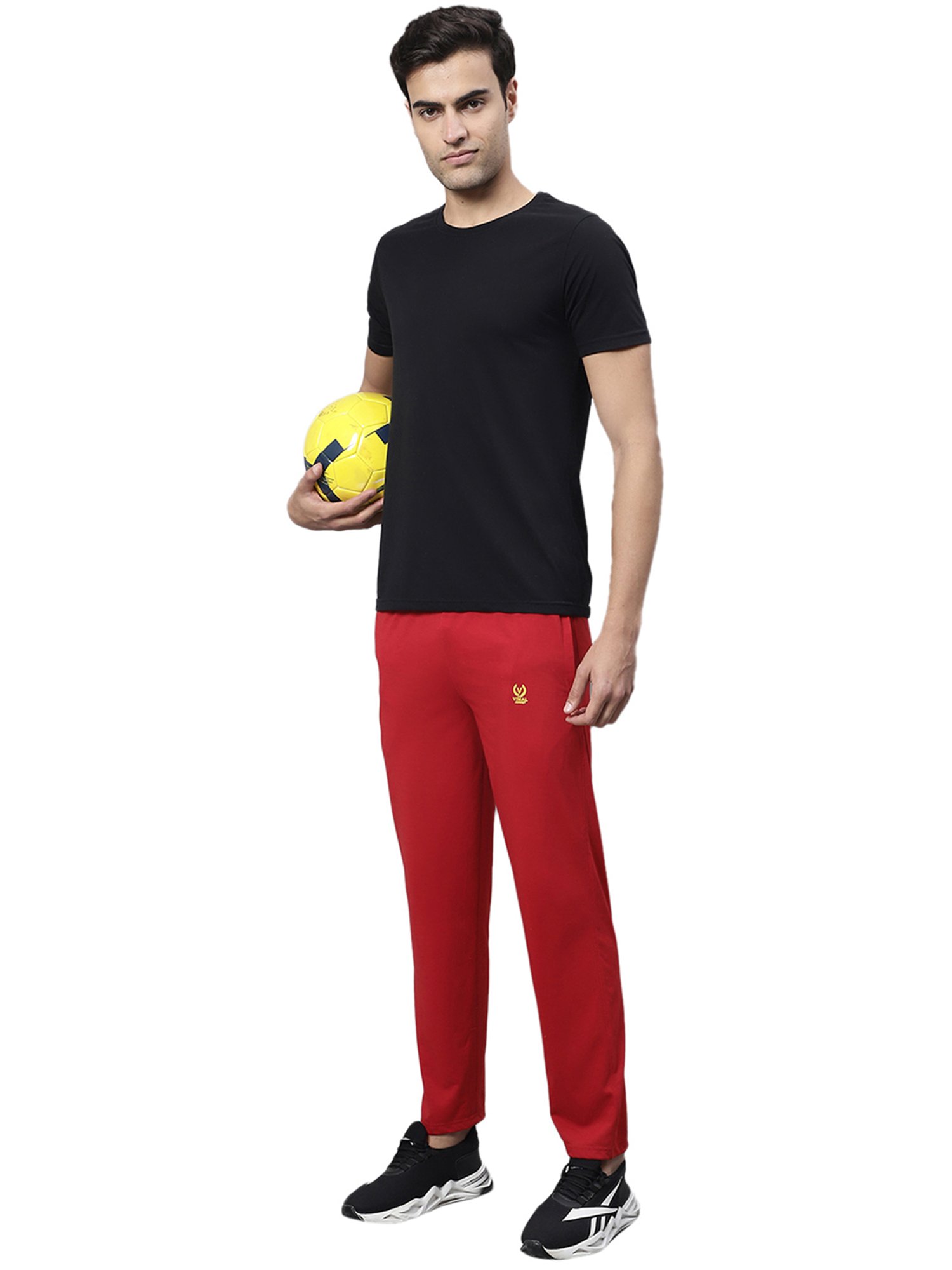 Vimal Jonney Red & Olive Cotton Lounge Pants - Pack of 2