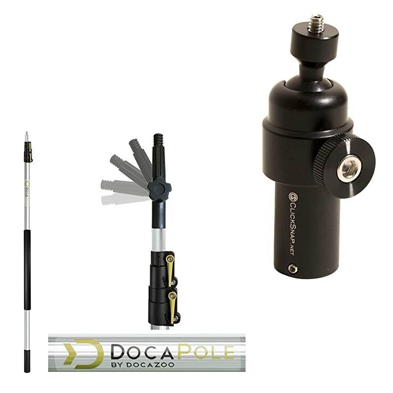 12 Foot Camera Pole &ndash; 5-12 ft Extension Pole + Camera Swivel Adapter for GoPro, Camera or Video Camera | Provides Up to 18 Feet of Aerial Photography & Video Reach