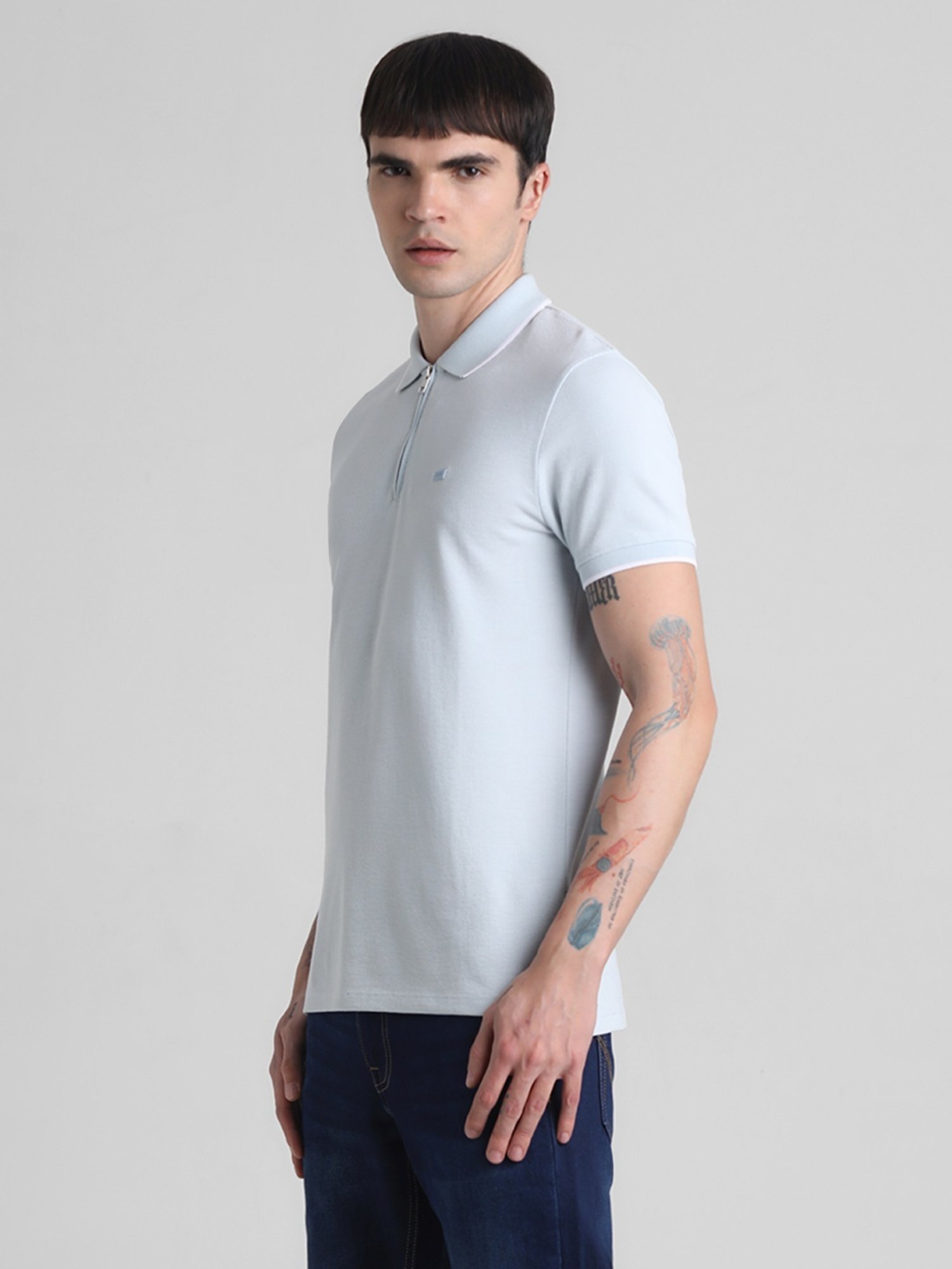 Jack & Jones Ballad Blue Slim Fit Checks Polo T-Shirt
