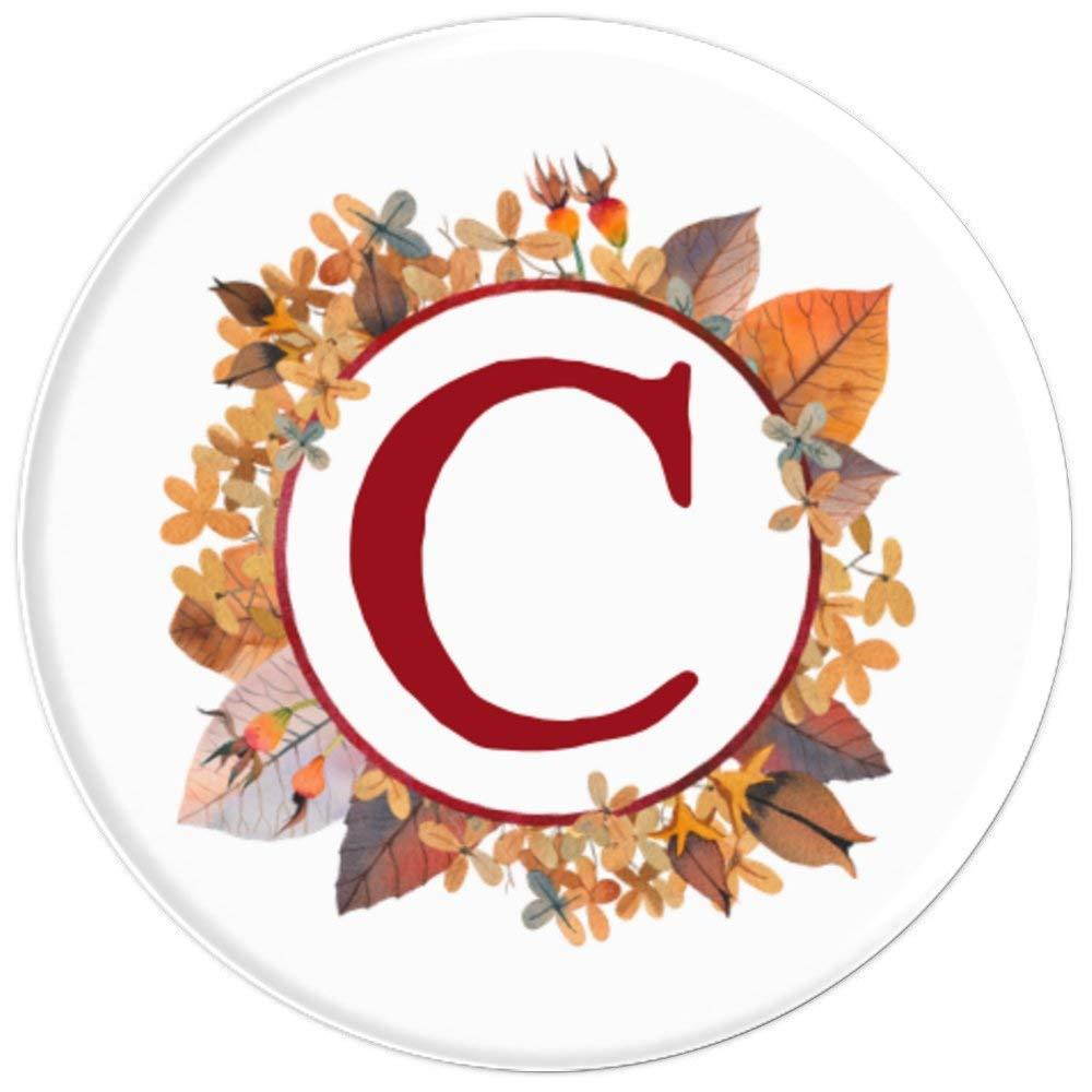 Monogram Capital Letter C Autumn Fall Leaves Wreath - PopSockets Grip and Stand for Phones and Tablets