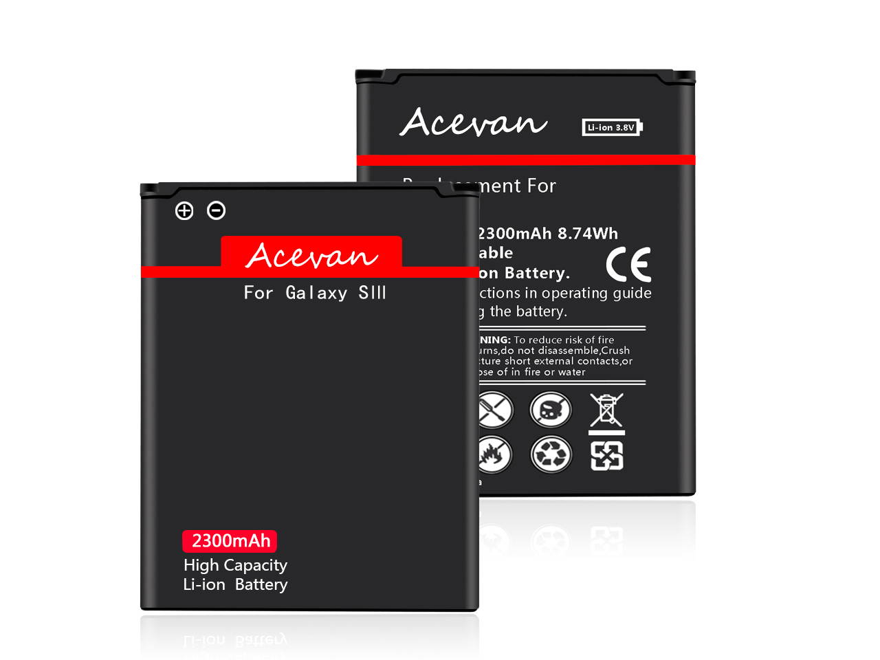 Galaxy S3 Battery, Acevan 2300mAh Replacement Battery for Samsung Galaxy S3, Galaxy S3 Neo, Verizon I535, T-Mobile T999, Sprint L710, AT&T I747, R530, I9300, Galaxy S3 LTE I9305 [2 Years Warranty]