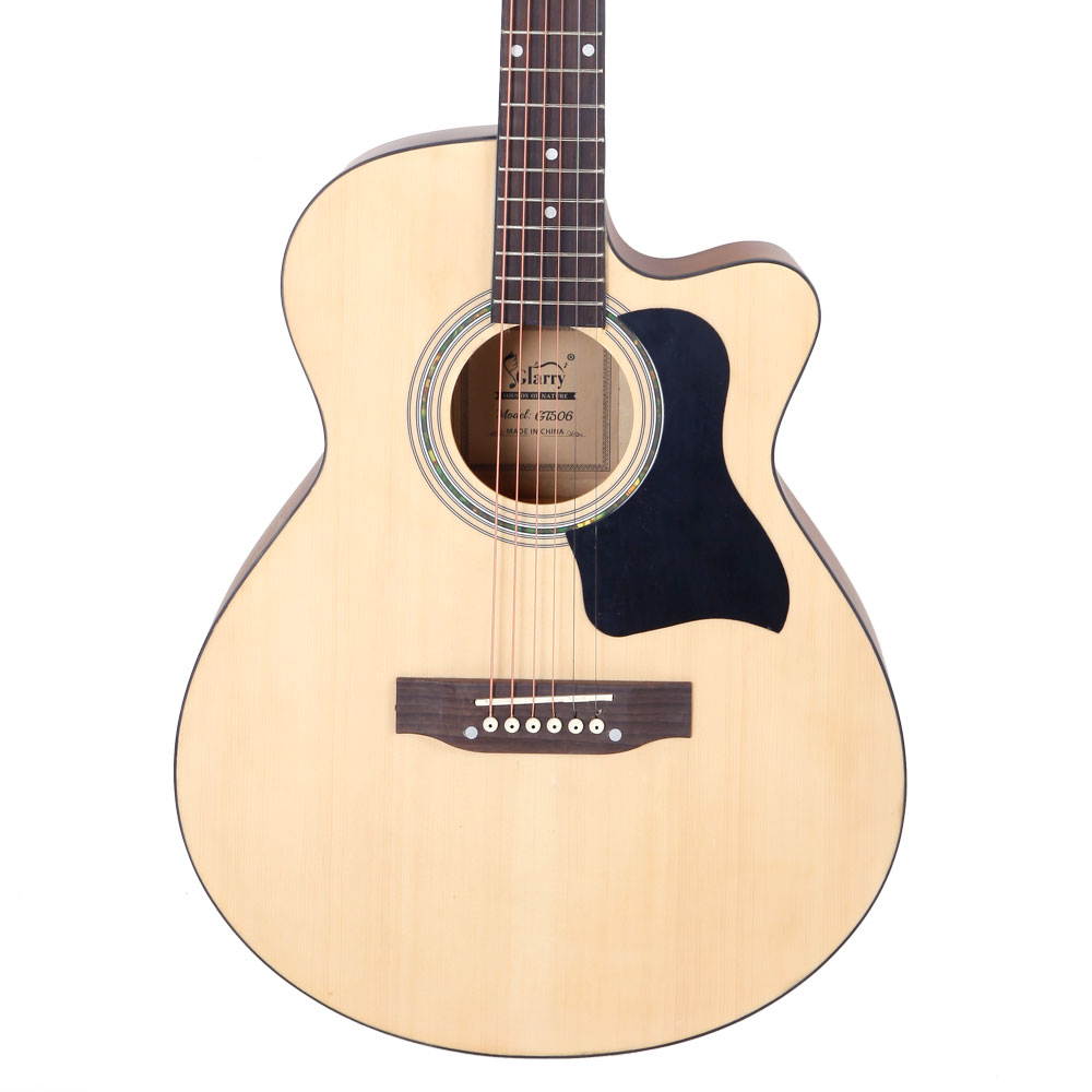 New Glarry 38" 6 Strings Spruce Cutaway Folk Acoustic Guitar Wrench Tool Wood