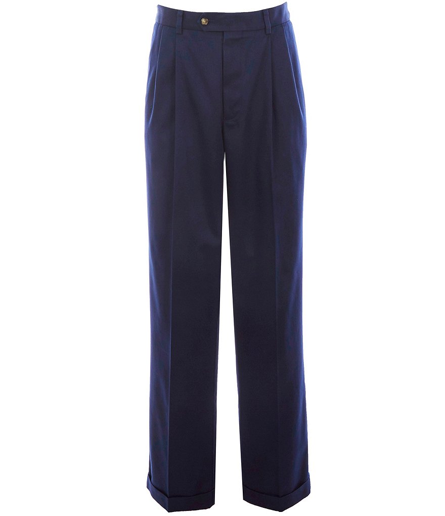 Roundtree & Yorke TravelSmart CoreComfort Non-Iron Pleated Classic/Relaxed Fit Chino Pants