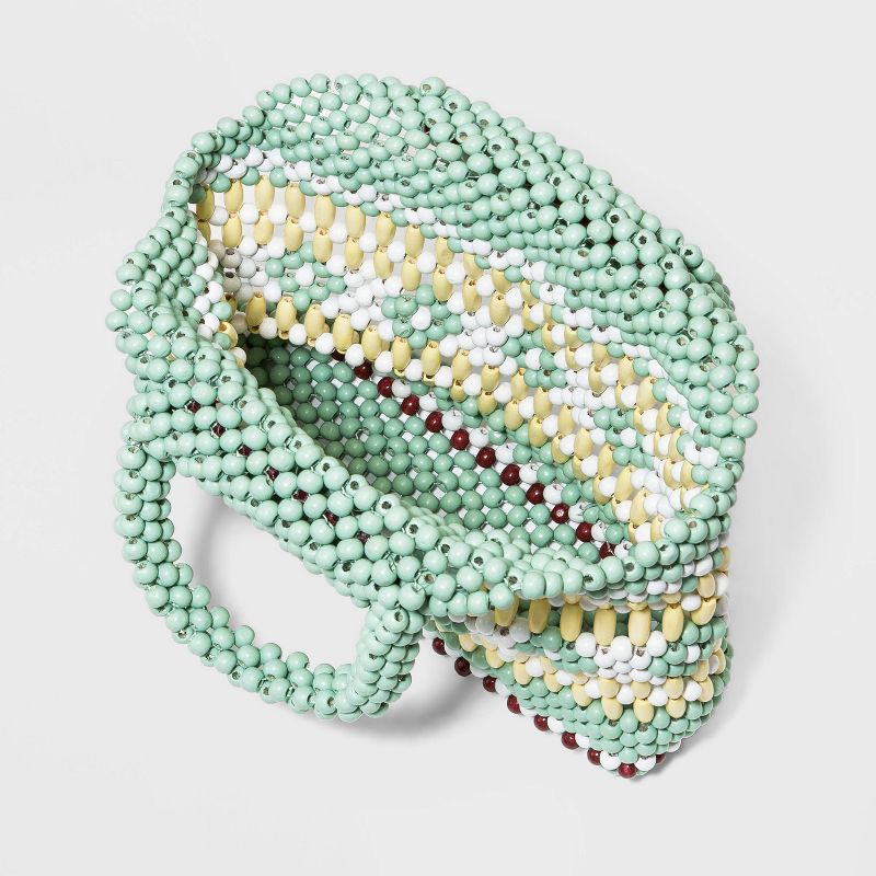 VR NYC Beaded Handle Mini Satchel Handbag - Green