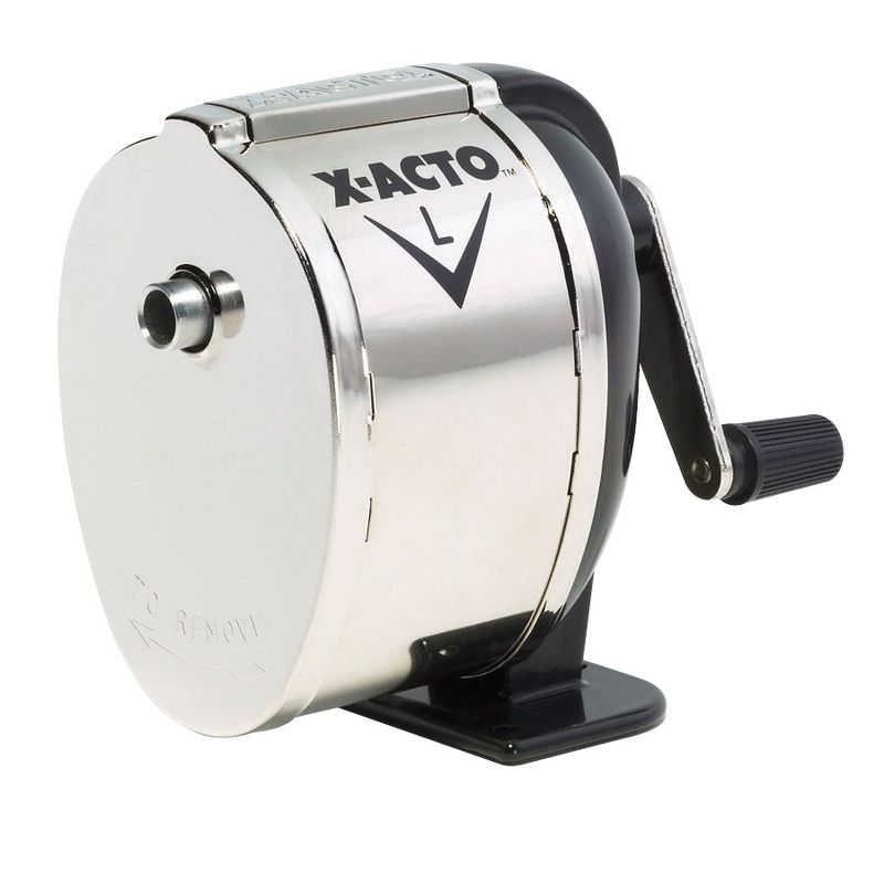 X-ACTO Model L Manual Pencil Sharpener, 4-3/4 x 2-3/4 x 4-1/4 Inches, Chrome/Black