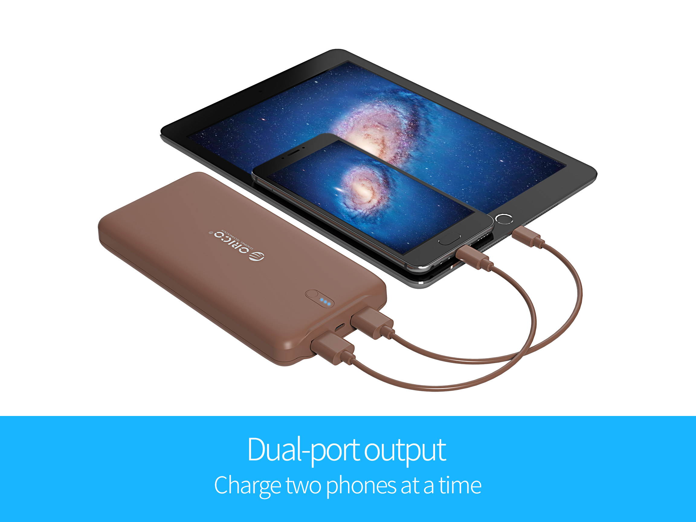 ORICO 20000mAh High Capacity Battery Charger Dual USB Port External Mobile Battery Pack, Battery Power Backup for iPhone 7 Plus/6s, iPad, iPod, Samsung Galaxy, Cell Phones, Tablet