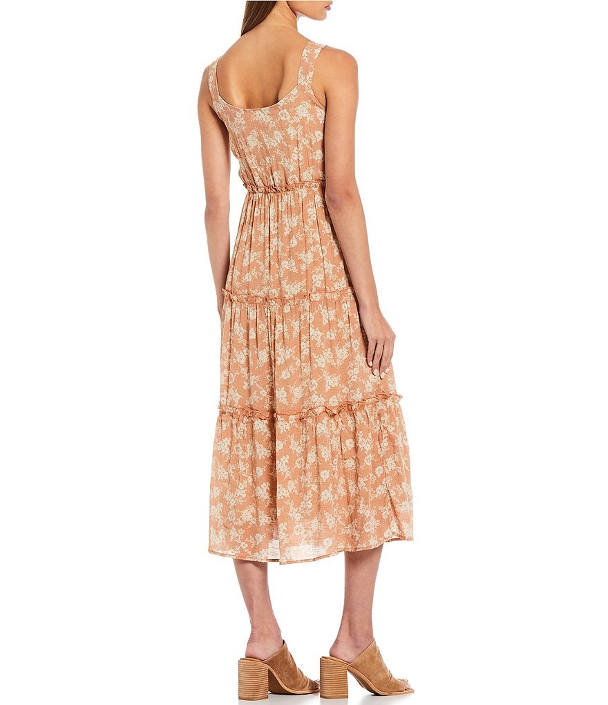 Blu Pepper Floral Tiered Midi Dress