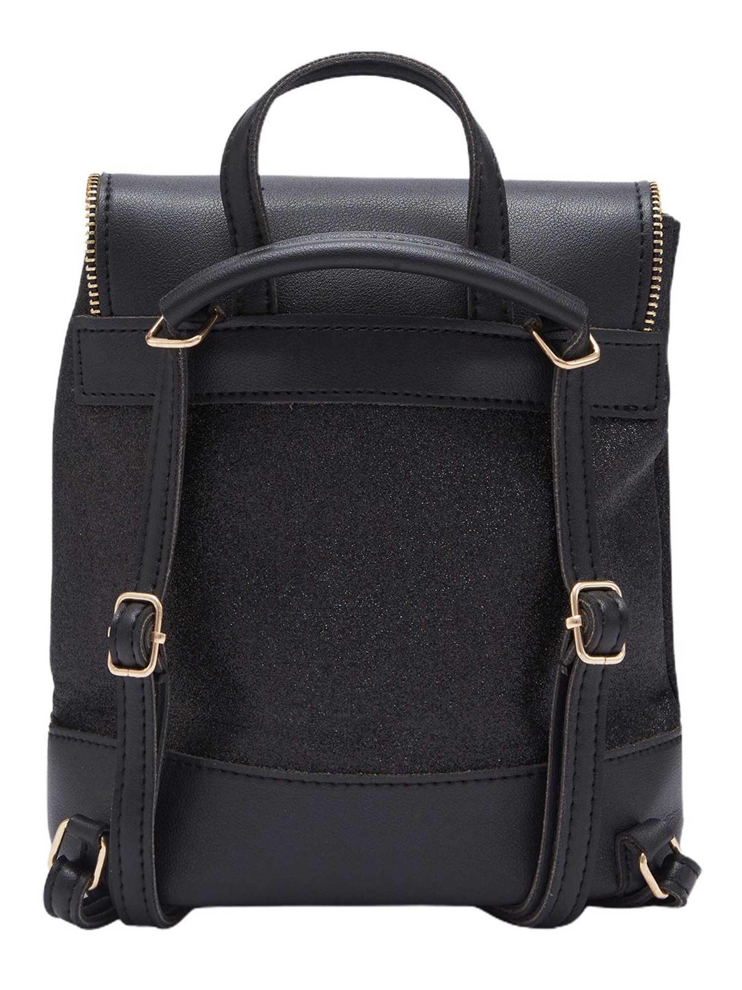 Globus Women Black Textured Vegan Leather Backpack