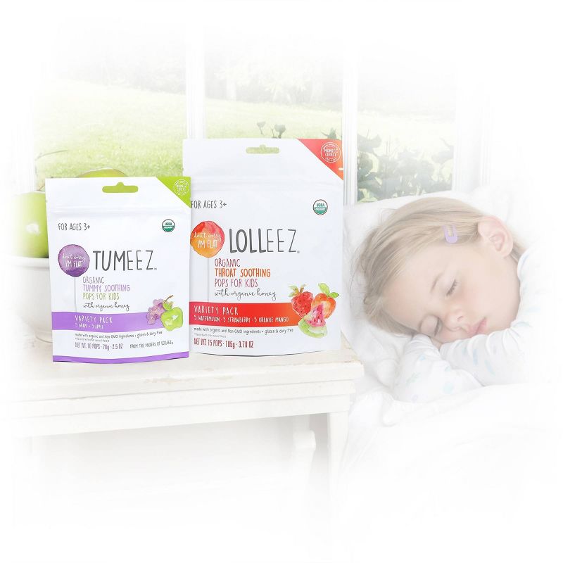 Lolleez Children's Organic Throat Soothing Pops - Watermelon, Strawberry, & Orange Mango - 15ct
