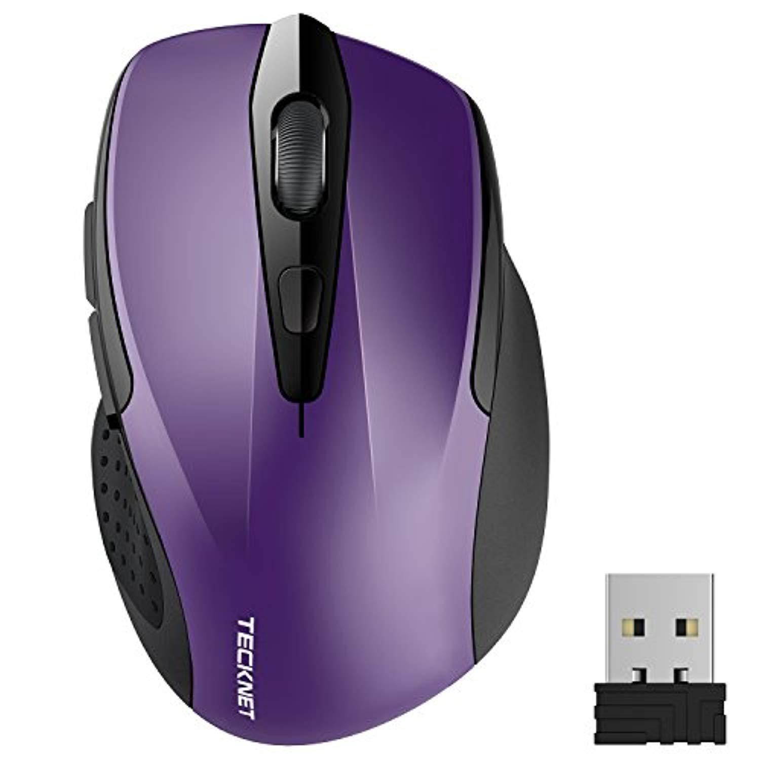 tecknet pro 2.4g ergonomic wireless mobile optical mouse with usb nano receiver for laptop,pc,computer,chromebook,macbook,notebook,6 buttons,24 months battery life,5 dpi adjustment levels