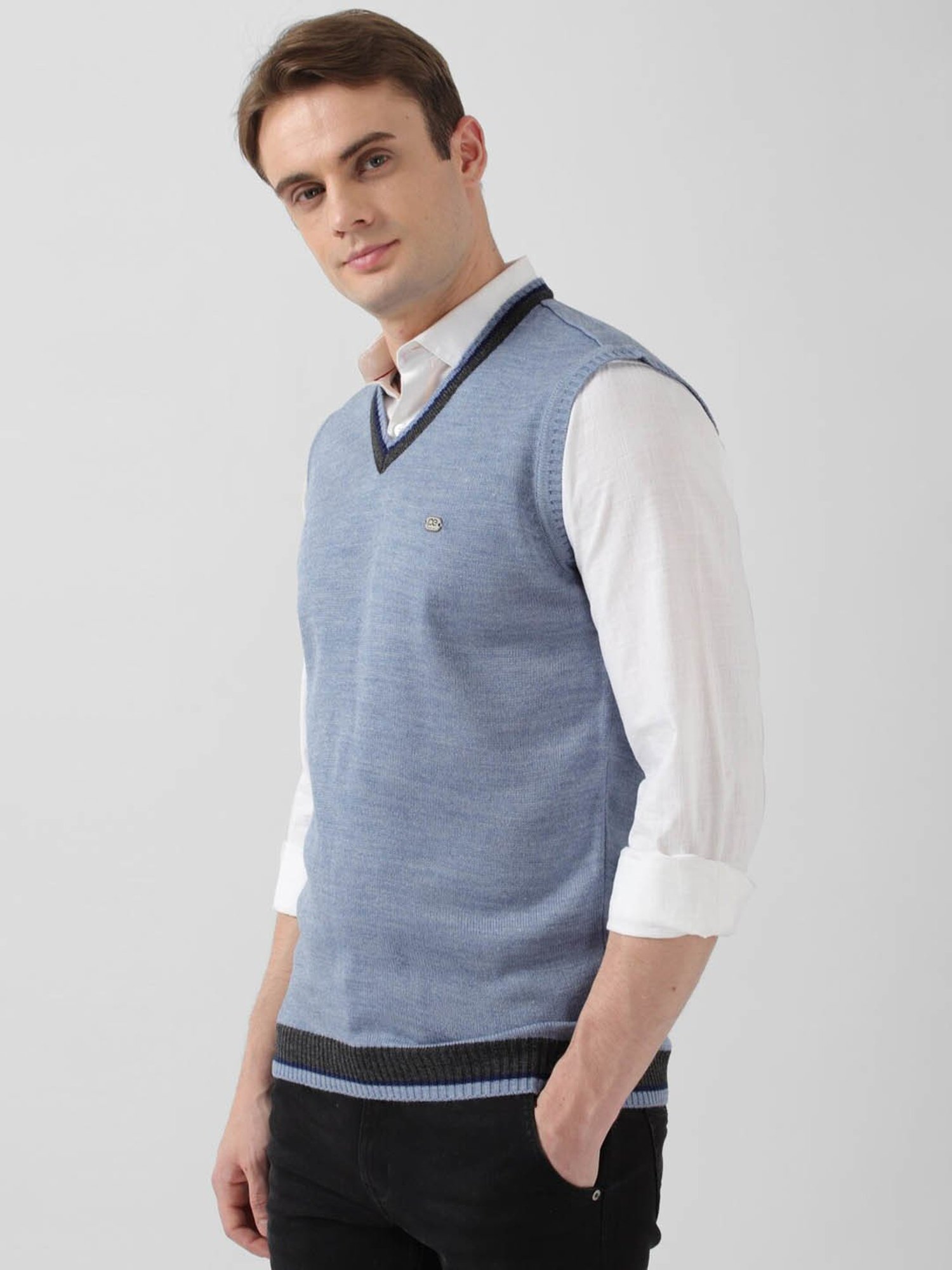 Peter England Blue Regular Fit Sweater