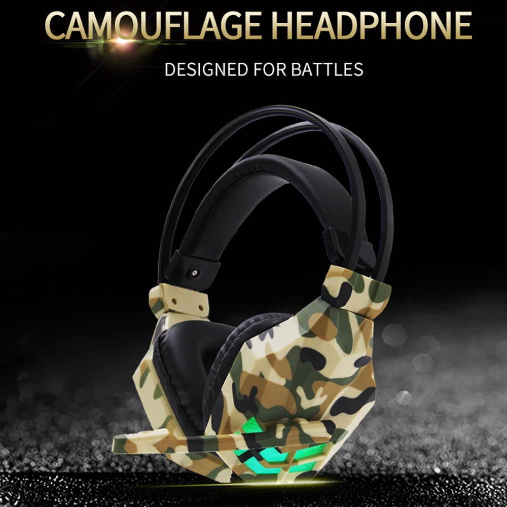 SY850MV Gaming Headset 3.5mm Wired Over Ear Headphones Noise Canceling E-Sport Earphone with Mic LED Light Volume Control AUX+USB for Desktop PC