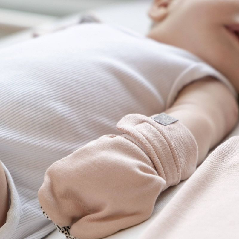 Goumi Baby Girls' 2pk Organic Cotton Abstract Floral Mittens - Pink 0-3M