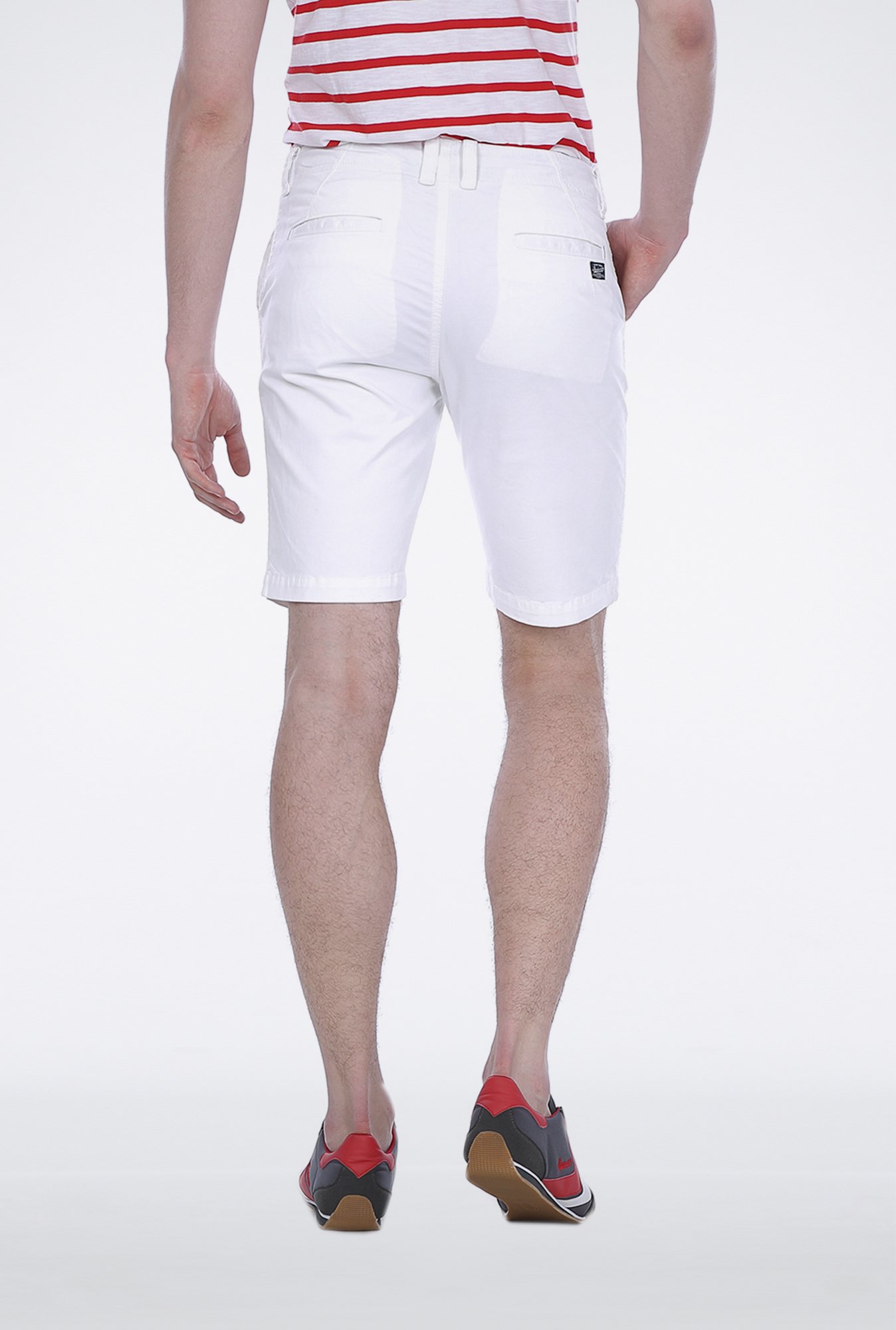 Basics White Knee Length Shorts