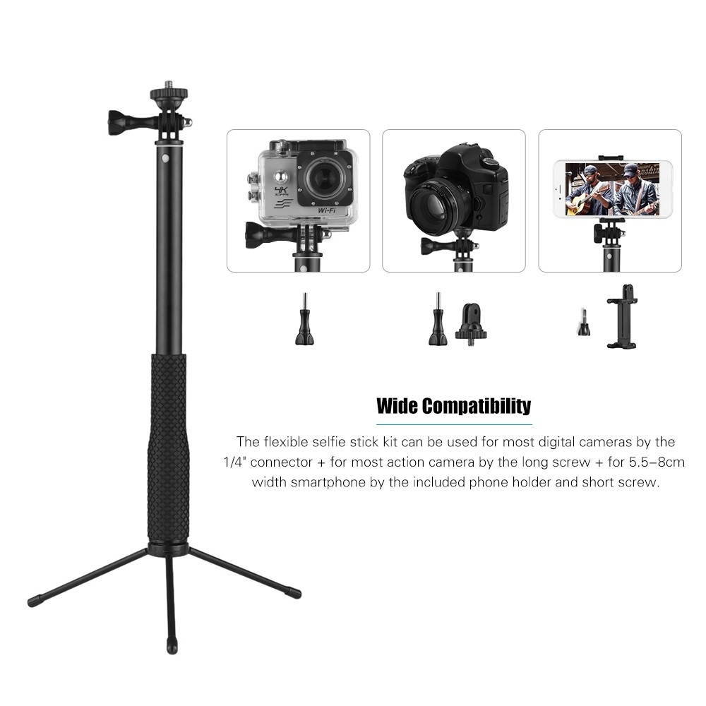 LDX-808 Suit Aluminum Alloy Selfie Stick Kit 36cm-110cm 4-Section Extendible Handheld Selfie Stick with Remote