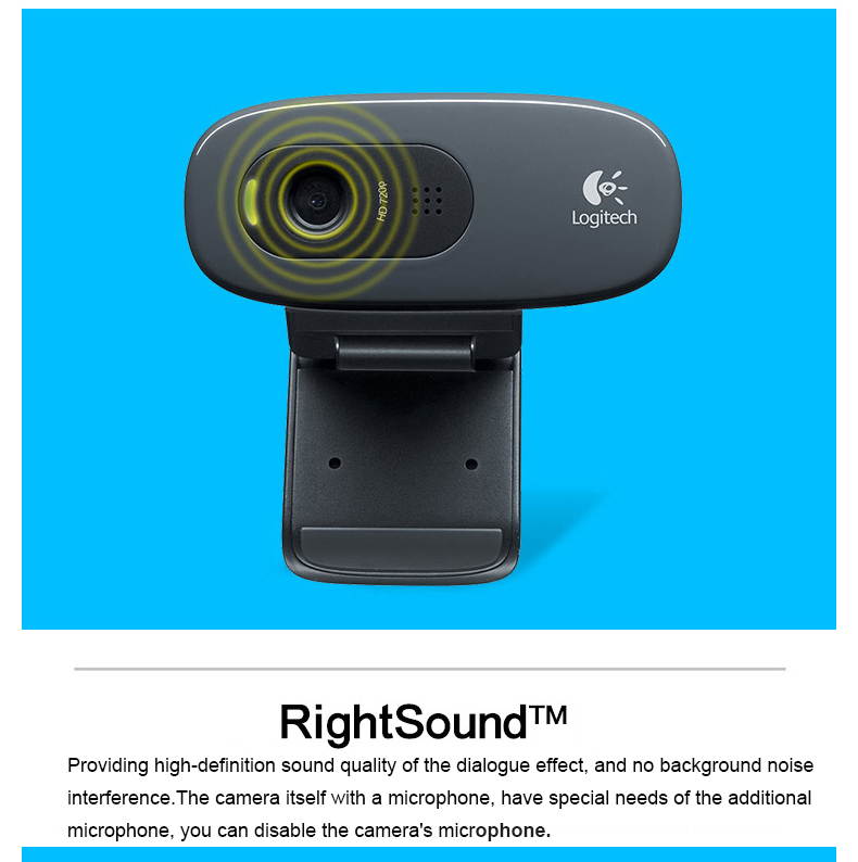 Original Logitech C270 HD 720P Webcam Gaming Auchor Live Broadcast Web Camera Built-in Micphone Network Video Conference Camera for Computer laptop PC Web Chat Camera