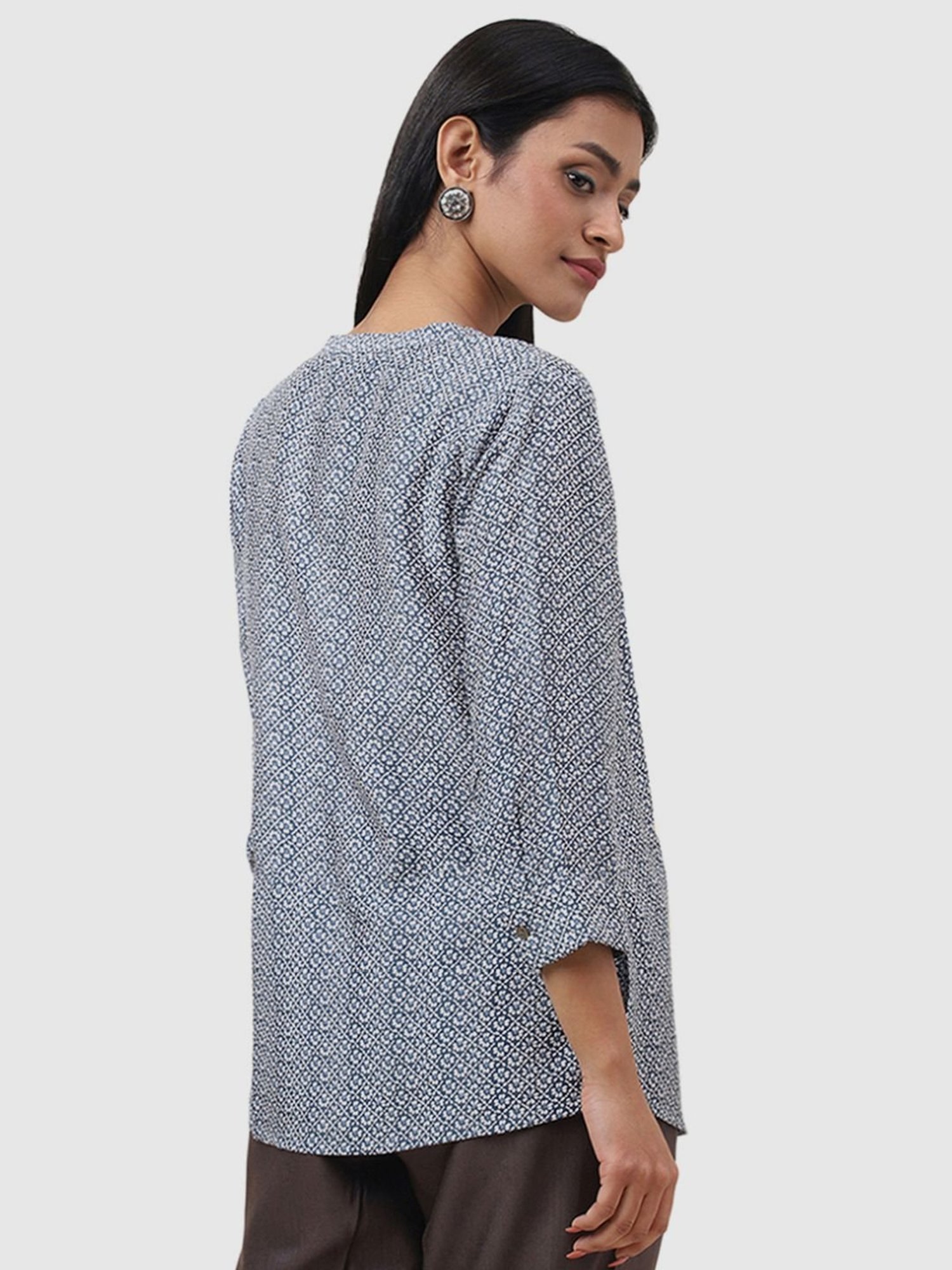 Fabindia Blue & White Printed Tunic