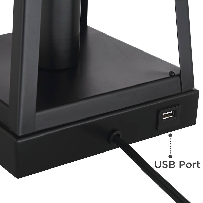 Franklin Iron Works Kacey Metal LED Night Light USB Cream Shade Table Lamps Set of 2