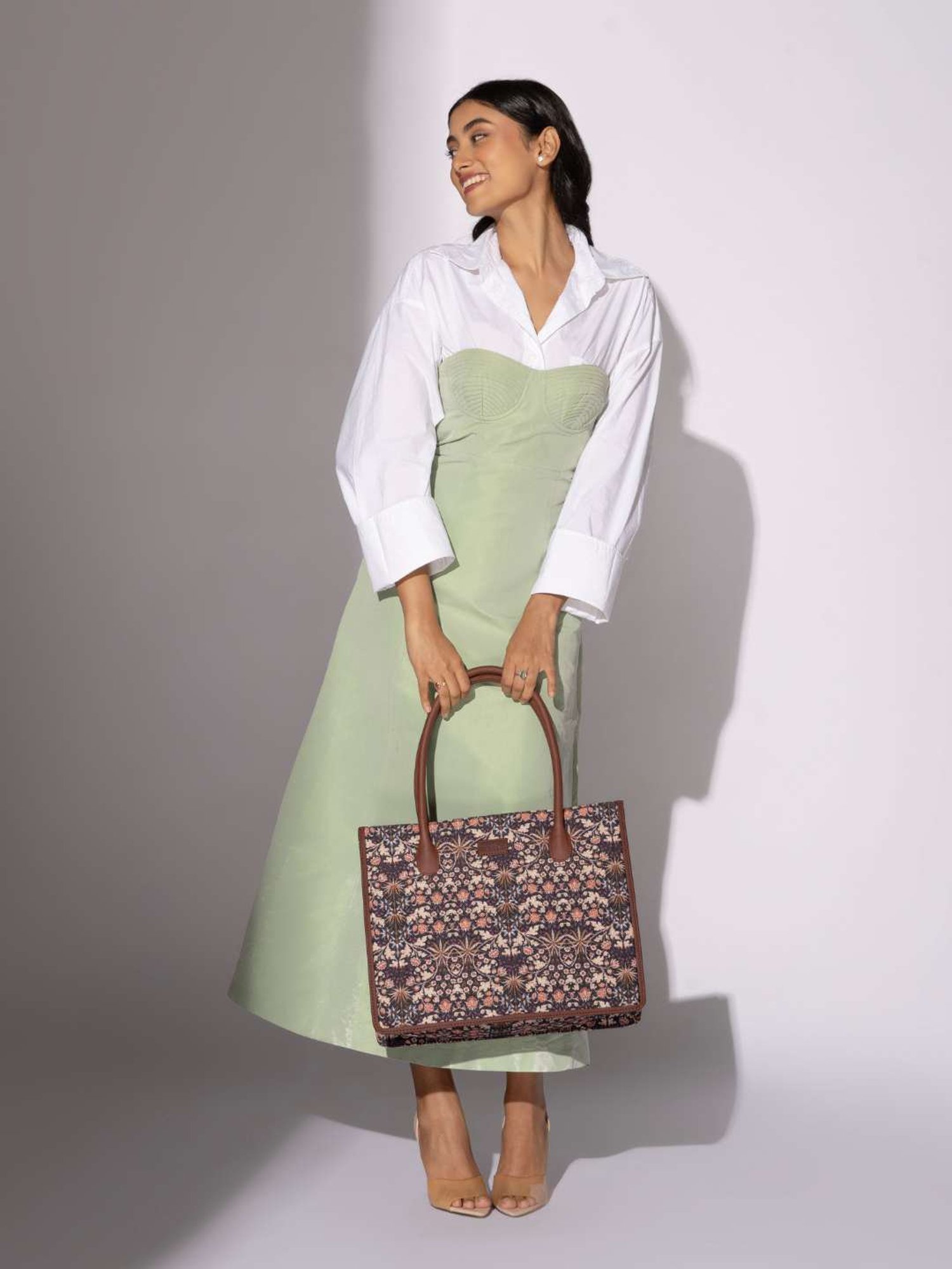 ZOUK Kashmir Blooms Book Multicolor Printed Tote Handbag