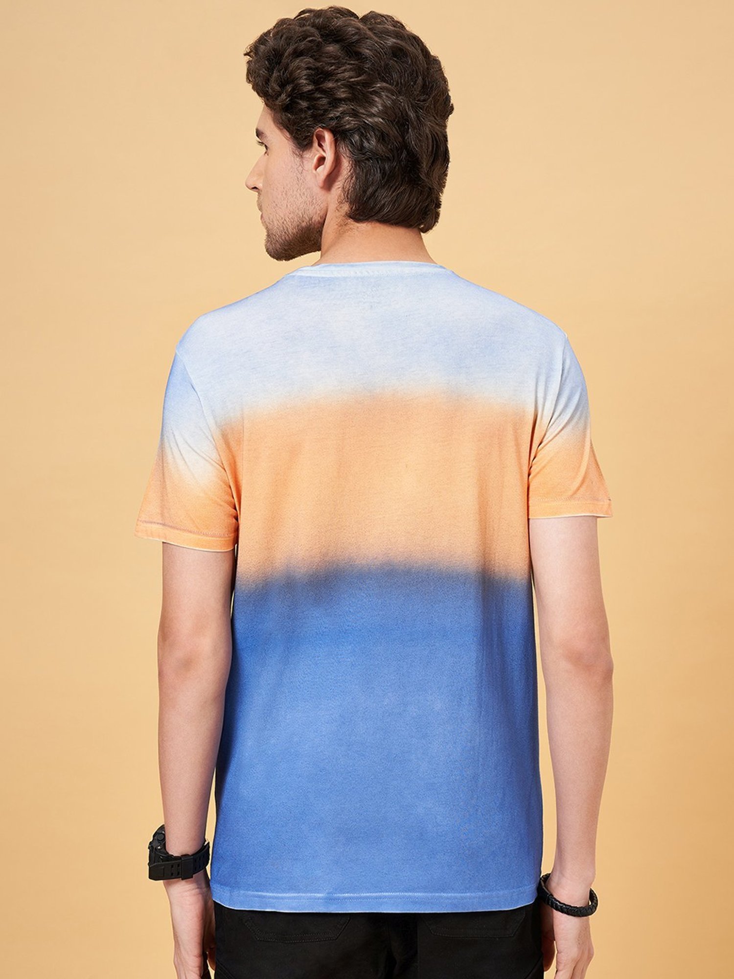 People by Pantaloons Blue Quartz Cotton Slim Fit Printed T-Shirt