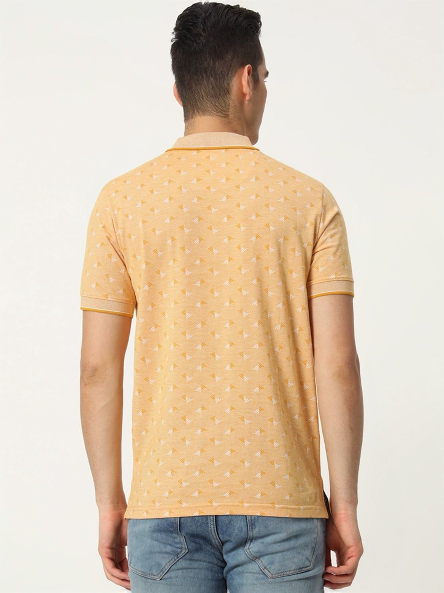 Tab91 Yellow Regular Fit Printed Polo T-Shirts