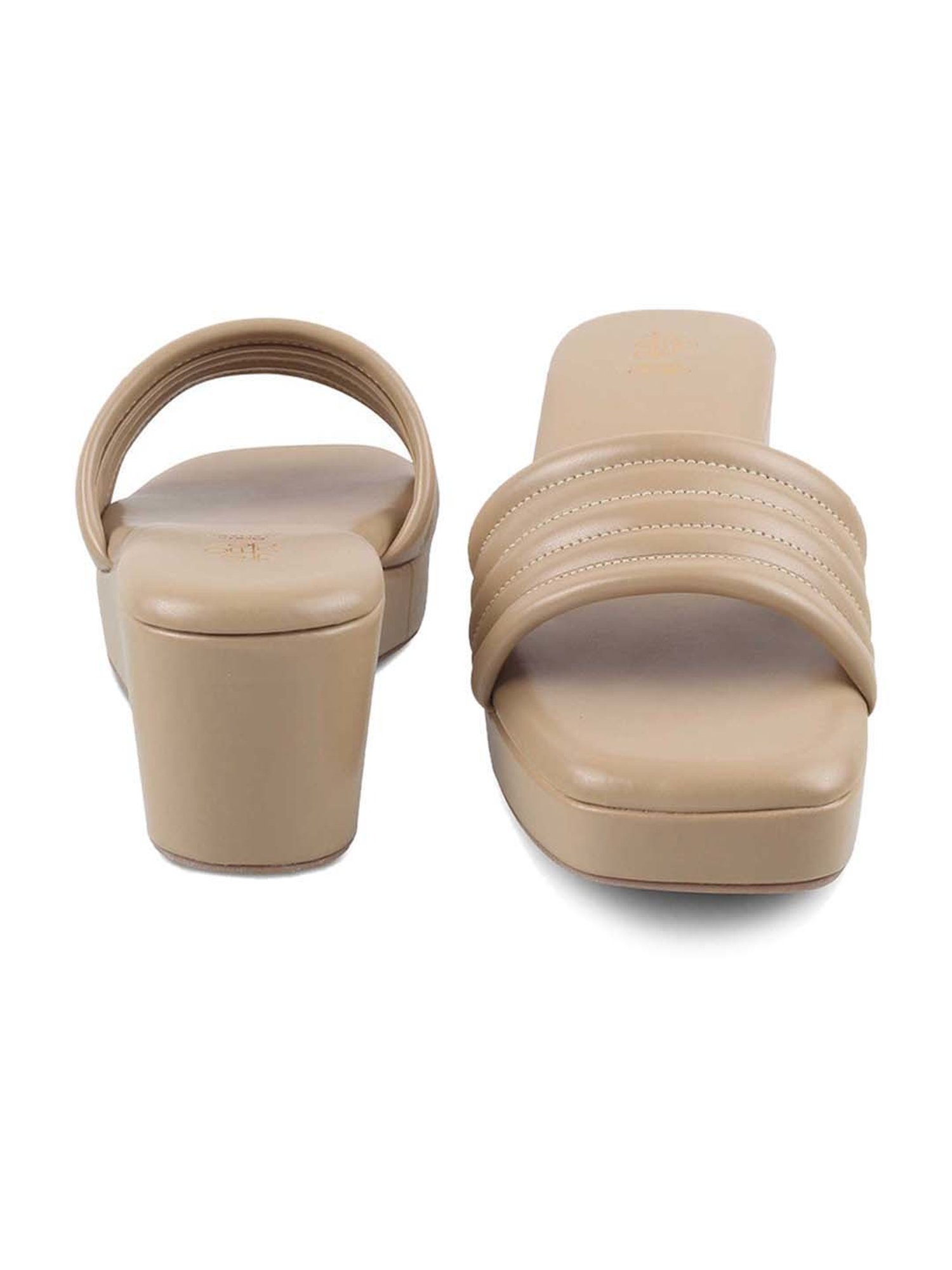 Tresmode Women's Beige Cross Strap Wedges