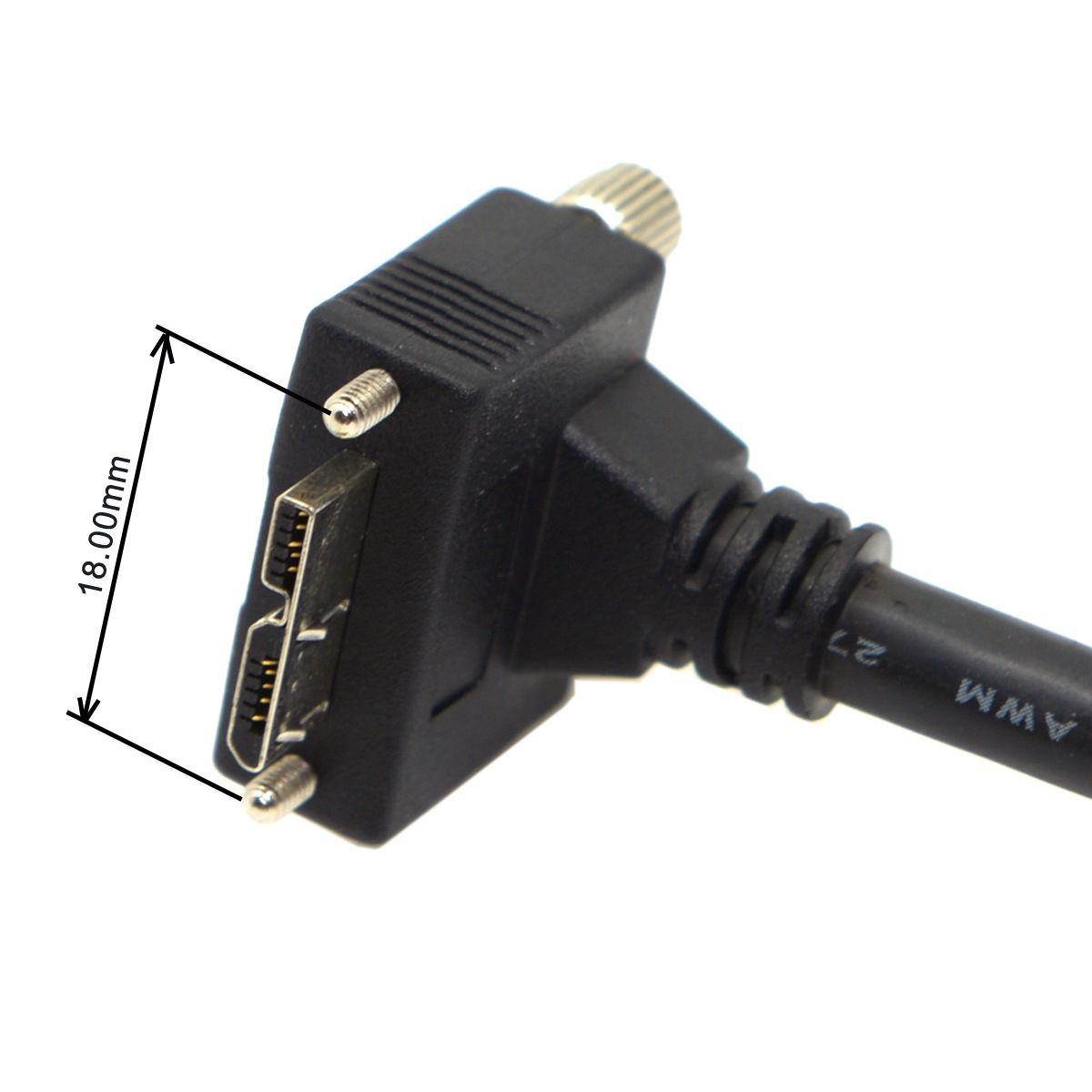 USB 3.0 Male to 90 Degree Up Angled Micro B Male Data Cable with Screws Mount for Industrial Camera 3m