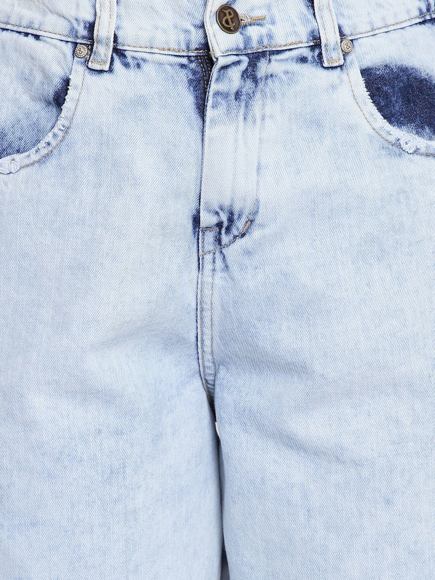 Tales & Stories Light Blue Regular Fit Lightly Washed Jogger Jeans