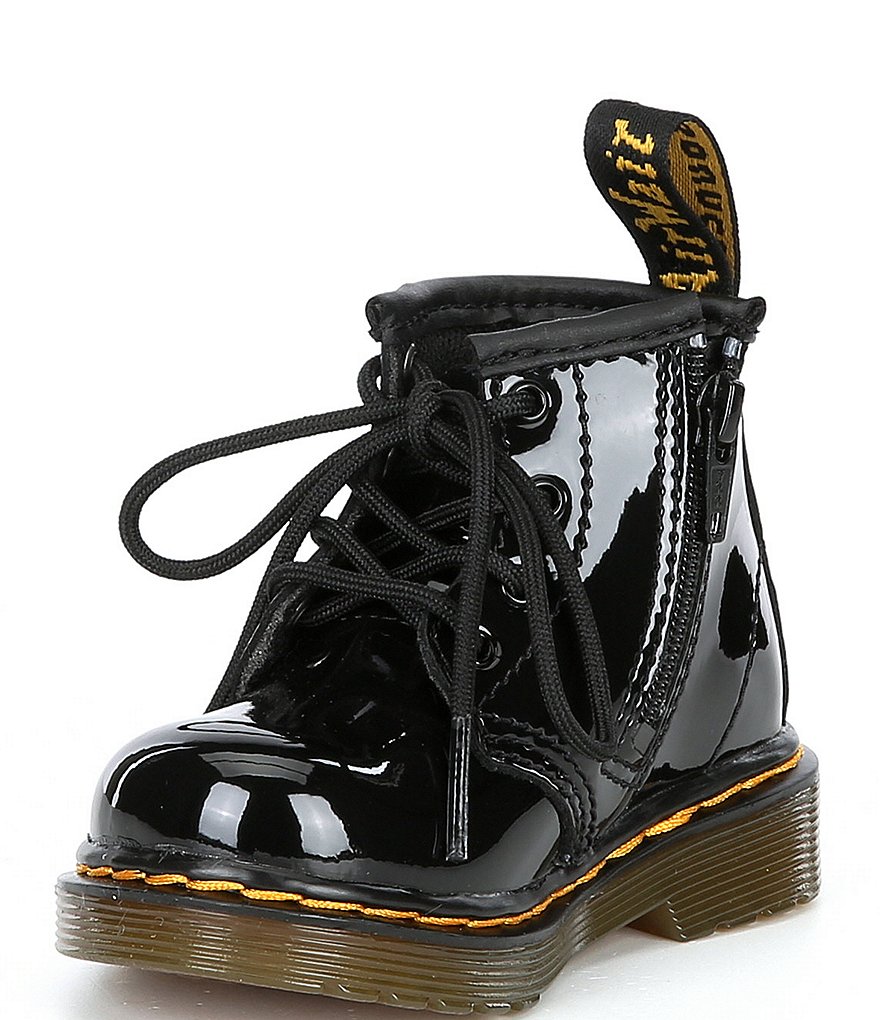 Dr. Martens Girls' Zip-Up Patent Leather Combat Boots (Infant)