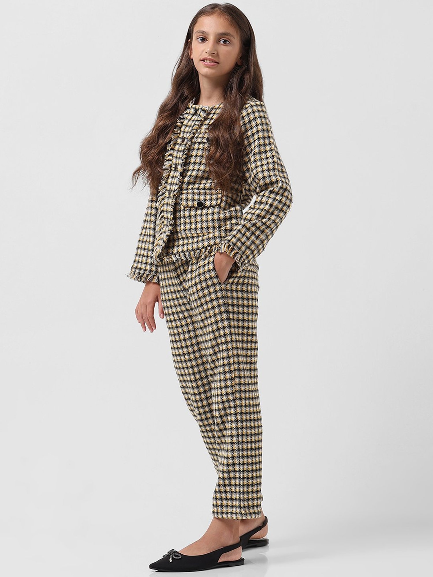 VERO MODA GIRL Multicolor Checks Full Sleeves Jacket