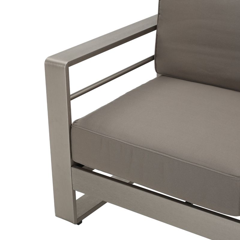 Cape Coral Aluminum Sofa with Tray Silver/Khaki - Christopher Knight Home