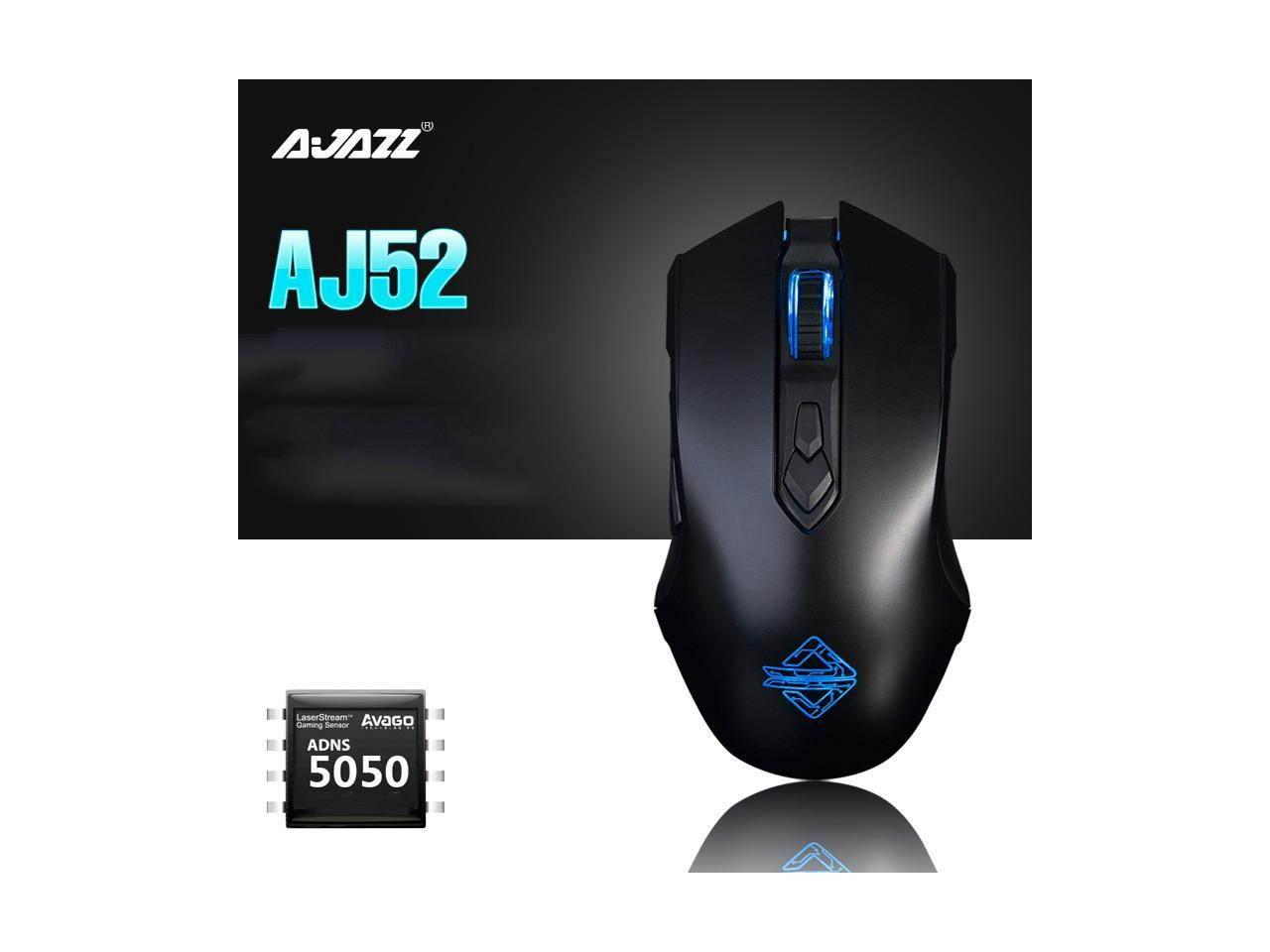 Ajazz AJ52 Watcher RGB Backlit Ergonomic Gaming Mouse, 2500 DPI A5050 7 Programmable Buttons Wired Gaming Mice for Windows Mac OS Linux, Competitor Black