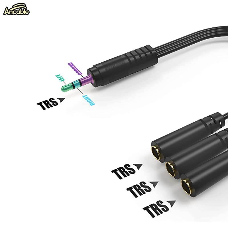 9 Inch 35mm 18quot Male to 3X Female Stereo Splitter Audio Cable 3 Way Splitter GoldPlated